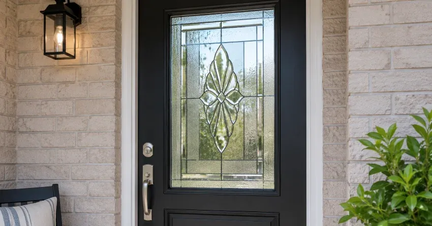 technician replacing a cracked decorative glass panel in Arthur, Brantford