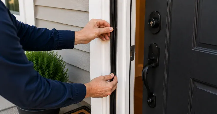 technician performing light test on door seal in Arthur, Brantford