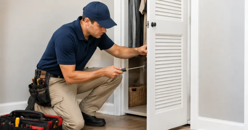 technician repairing doorbell button and wiring in Ewing, Brantford