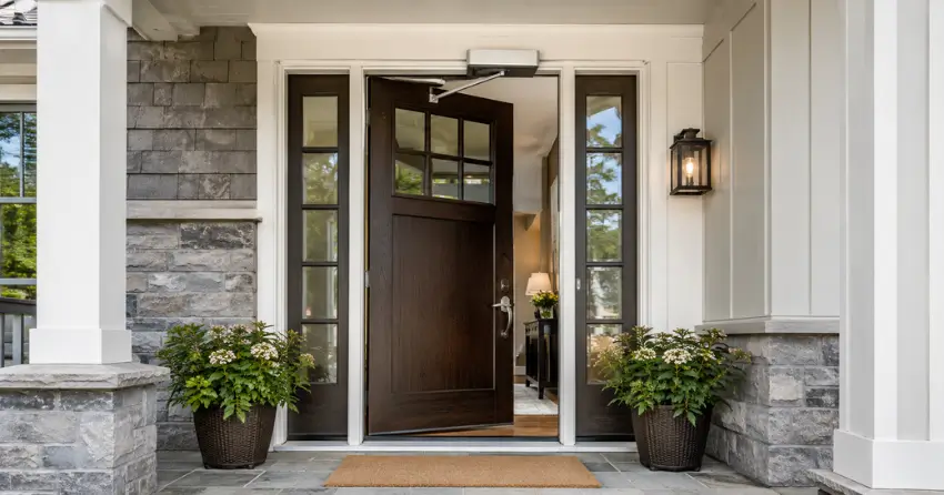 residential automatic door opener installed on exterior entry door in Arthur, Brantford