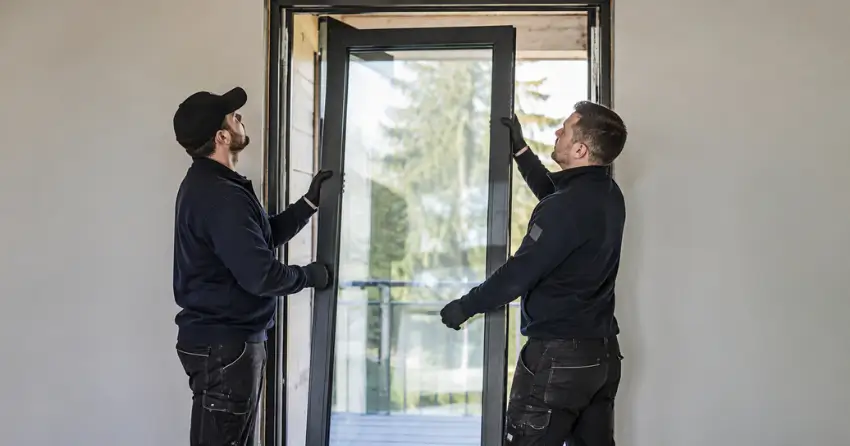 new glass panel being fitted into door frame in Abigail-Lyons, Brantford