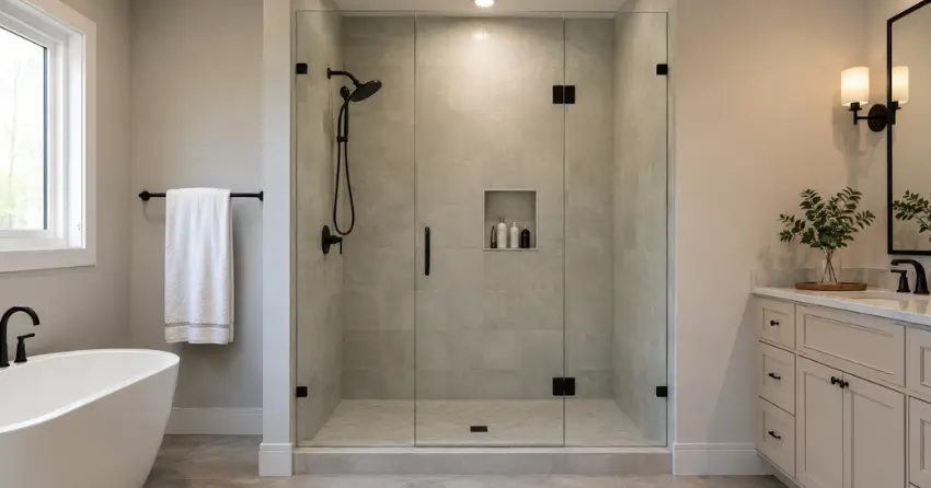 new frameless glass shower door installed in Ewing, Brantford